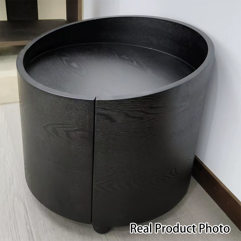 Table de chevet moderne minimaliste cylindre en bois massif avec panneau haute densité 1 tiroir pour chambre 