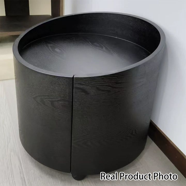 Table de chevet moderne minimaliste cylindre en bois massif avec panneau haute densité 1 tiroir pour chambre 