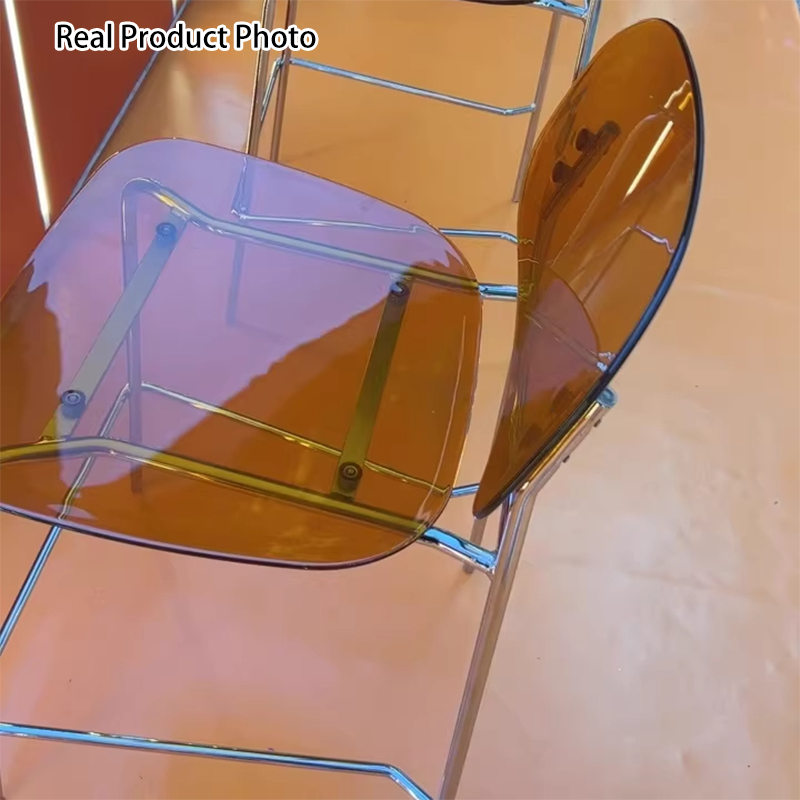 Tabouret de bar carré minimaliste moderne en fer et acrylique avec dossier pour salle à manger 