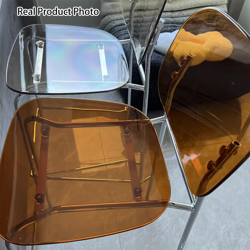 Tabouret de bar carré minimaliste moderne en fer et acrylique avec dossier pour salle à manger 