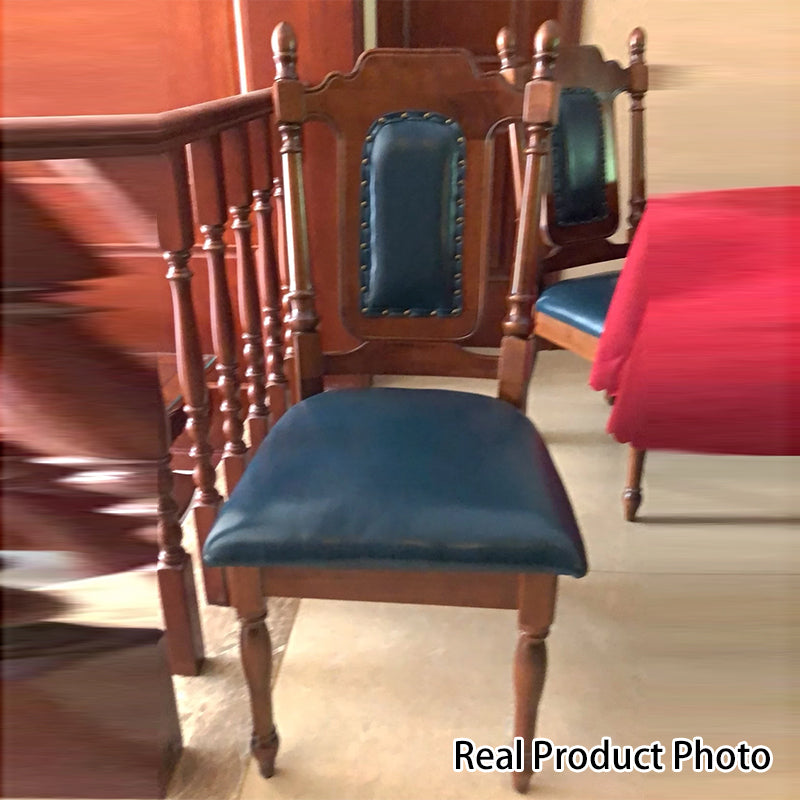Chaise de salle à manger vintage traditionnelle incurvée avec dossier en faux cuir Nappa, bois massif et éponge pour salle à manger 