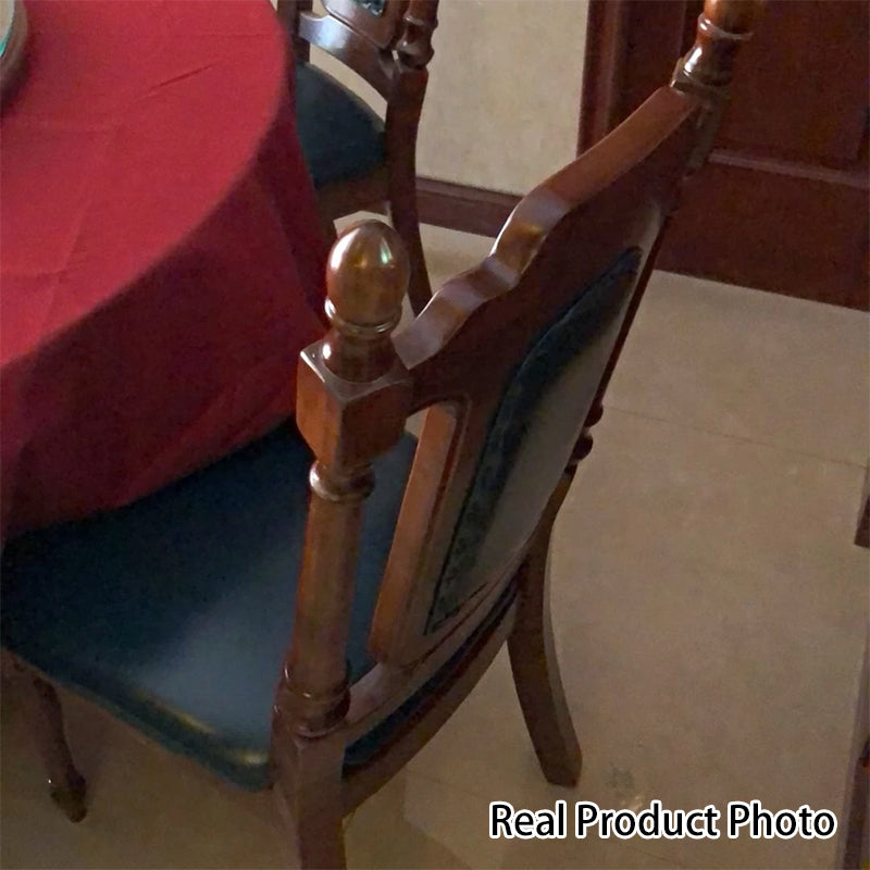 Chaise de salle à manger vintage traditionnelle incurvée avec dossier en faux cuir Nappa, bois massif et éponge pour salle à manger 