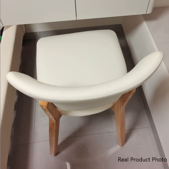 Contemporary Nordic Square PU Leather Ash Wood Frame Dining Chair Backrest For Dining Room