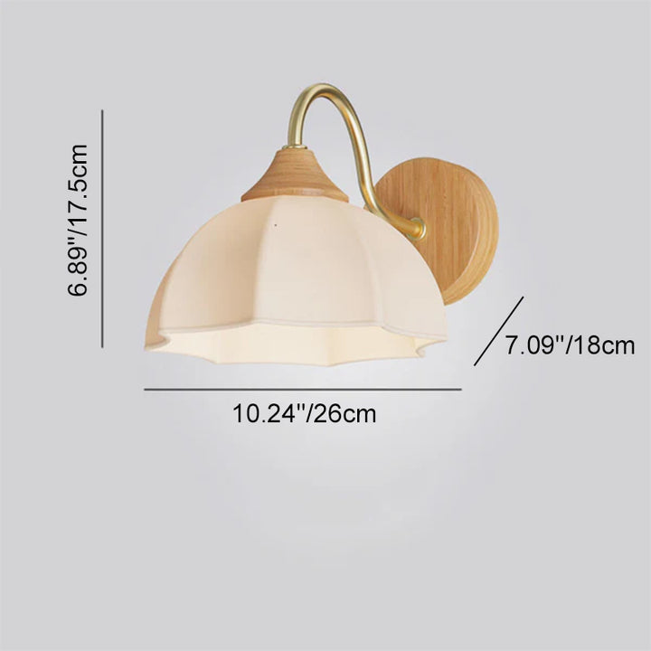 Moderne nordische 1-flammige Wandleuchte aus Eisen und Glas mit gestreiftem Rundholz für Wohnzimmer &amp; Schlafzimmer 