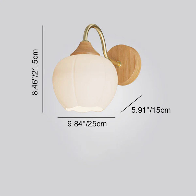 Moderne nordische 1-flammige Wandleuchte aus Eisen und Glas mit gestreiftem Rundholz für Wohnzimmer &amp; Schlafzimmer 