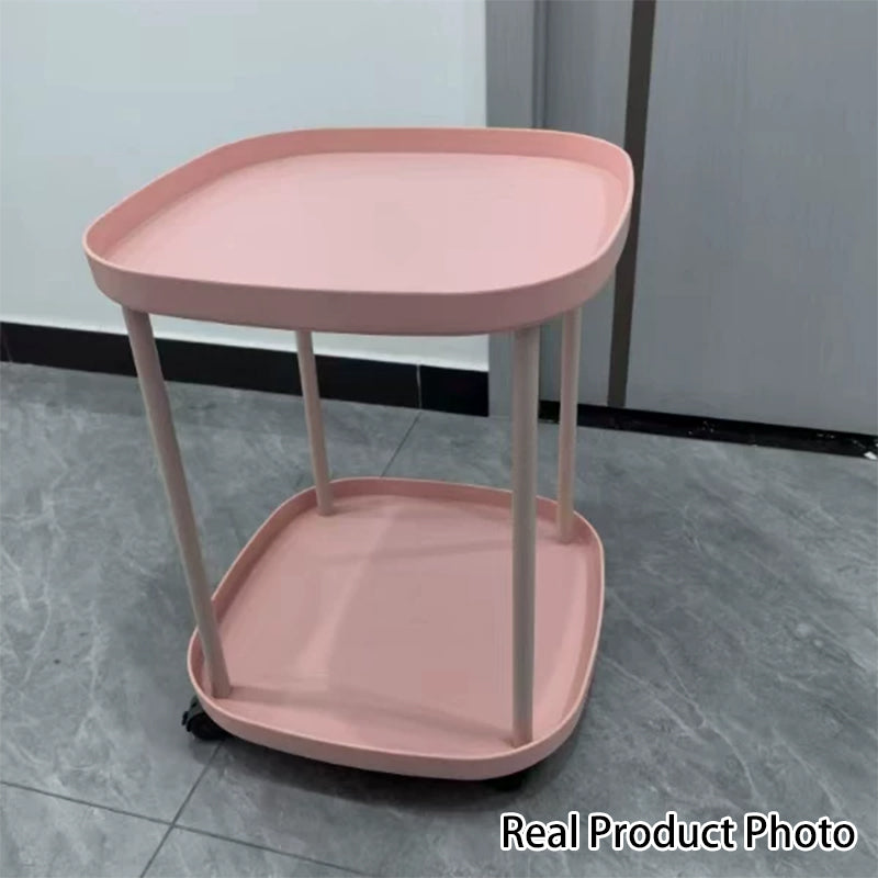 Moderner minimalistischer beweglicher quadratisch runder Eck-PP-Kunststoff-Kohlenstoffstahl-Beistelltisch 2/3 Stufen für das Wohnzimmer 
