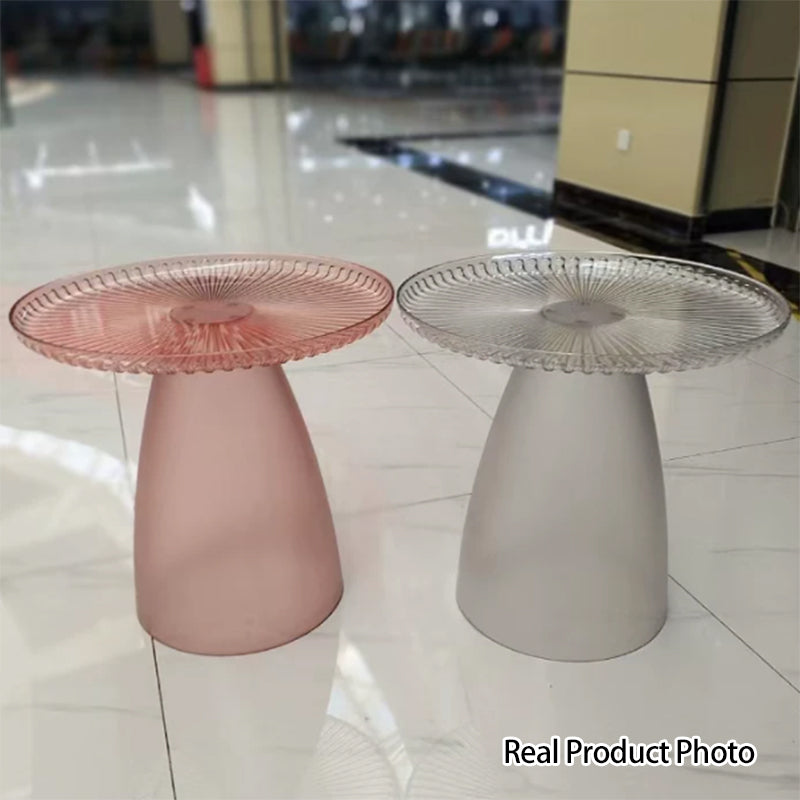 Modern Minimalist Round Table Top PET Plastic Side Table 1-Leg For Living Room