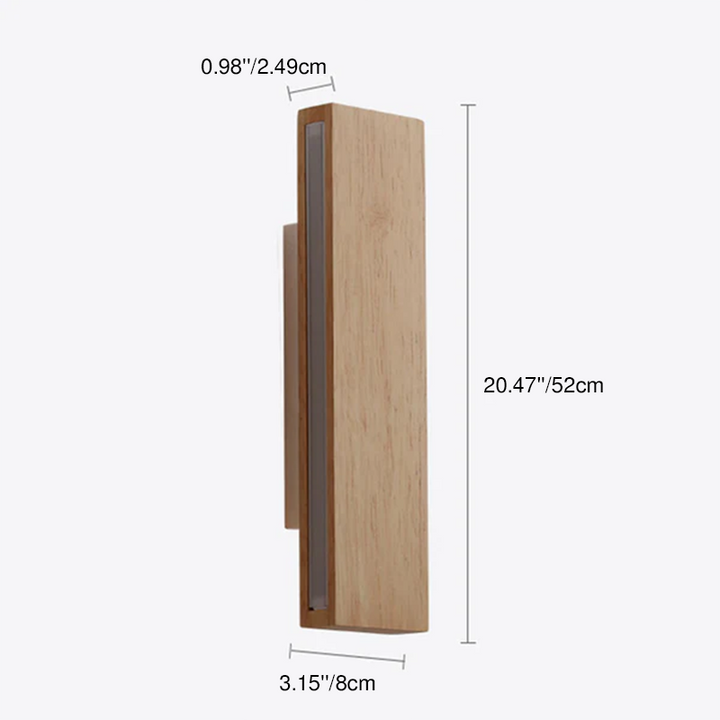 Contemporary Nordic Log Rectangular Flat Rotatable Solid Wood Acrylic LED Wall Sconce Lamp