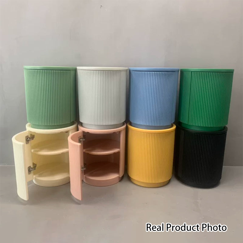 Modern Minimalist Cylinder PE Plastic Nightstand 2-Cabinet For Bedroom