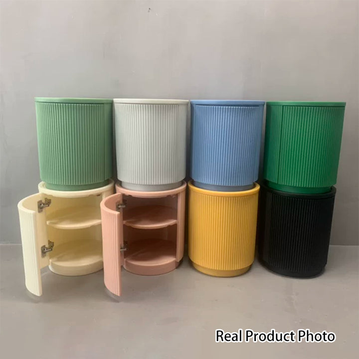 Modern Minimalist Cylinder PE Plastic Nightstand 2-Cabinet For Bedroom