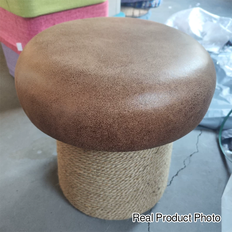 Tabouret en bois massif sans dossier ni accoudoirs en corde de chanvre technique en lin avec champignon japonais traditionnel pour salon 