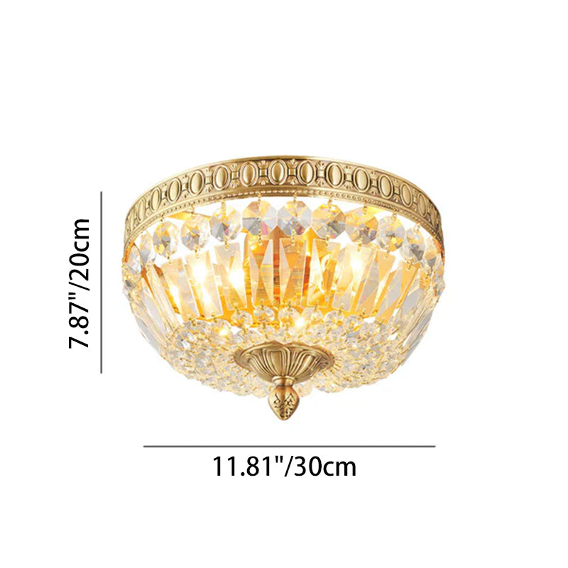 Plafonnier encastré rond en cristal vintage français à 3/5/9 lumières 