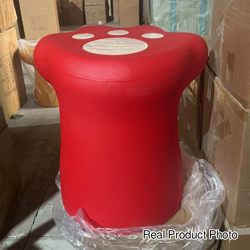 Contemporary Nordic Cylindrical Cat Paw Shape PE Side Table Low Stool Chair For Living Room
