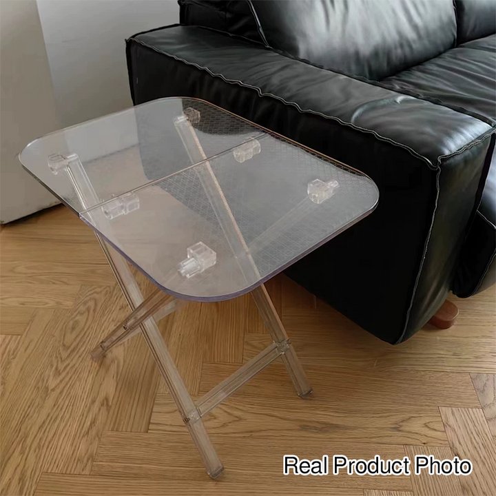 Modern Simplicity Square Foldable Transparent Full PC Side Table 1 - Tier For Living Room