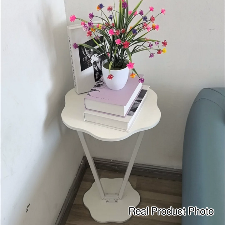 Contemporary Simplicity Flowers Medium Density Fiberboard Iron Side Table 2 - Tier For Bedroom