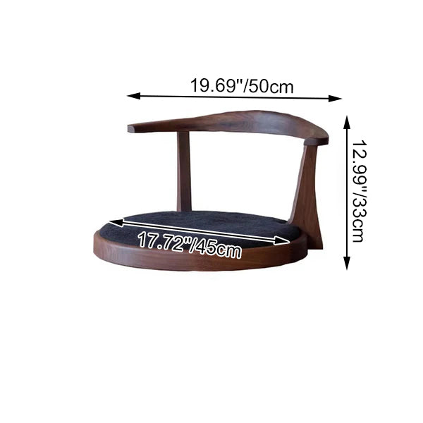 Traditional Japanese Round Ash Wood Solid Wood Velvet Fabric Backrest Chair For Living Room