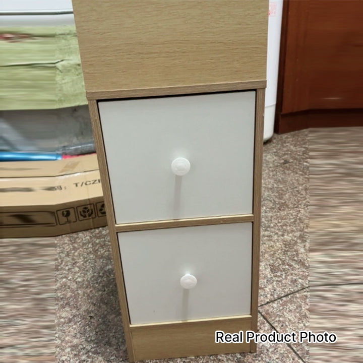 Moderner skandinavischer quadratischer Nachttisch aus MDF mit 2 Schubladen fürs Schlafzimmer 
