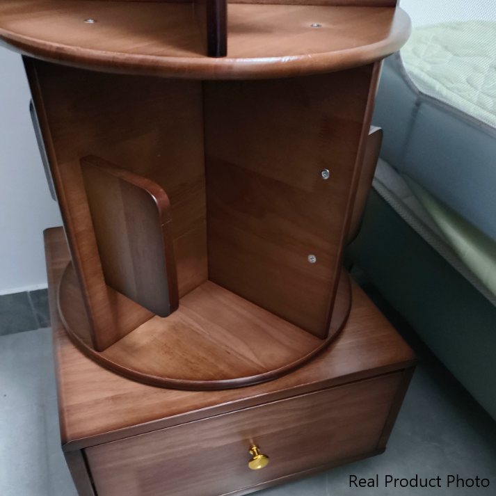 Contemporary Simplicity Square Rubberwood End Table Rotating Storage Shelf For Living Room