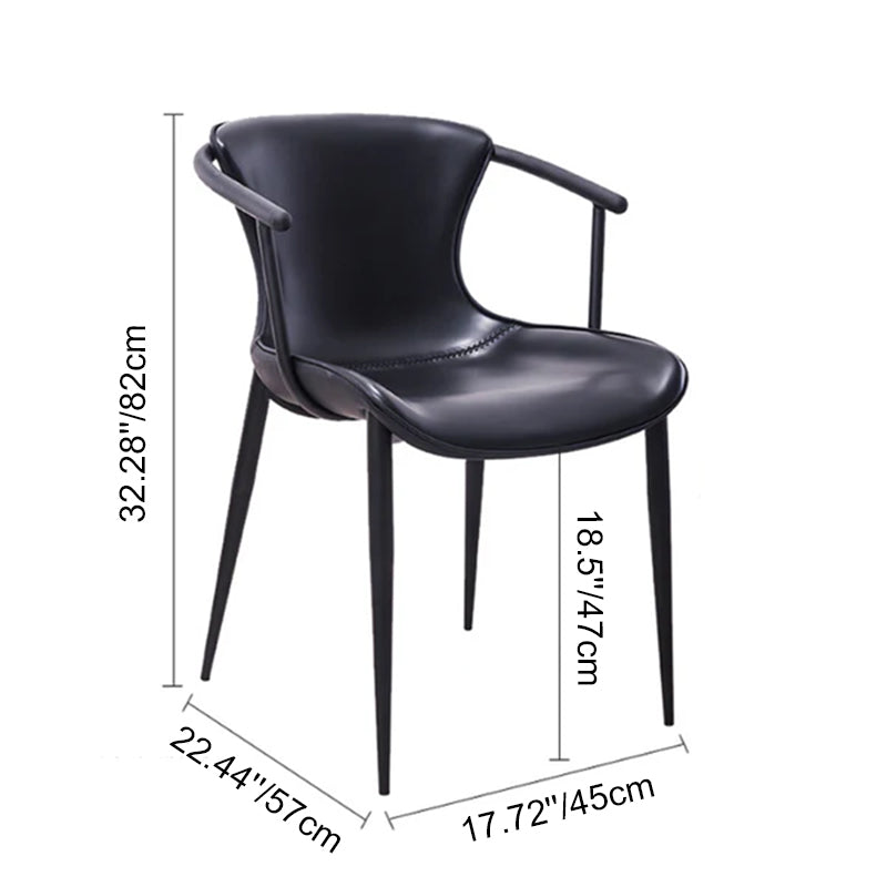 Chaise de salle à manger en cuir et métal avec dossier trapézoïdal minimaliste moderne pour salle à manger 