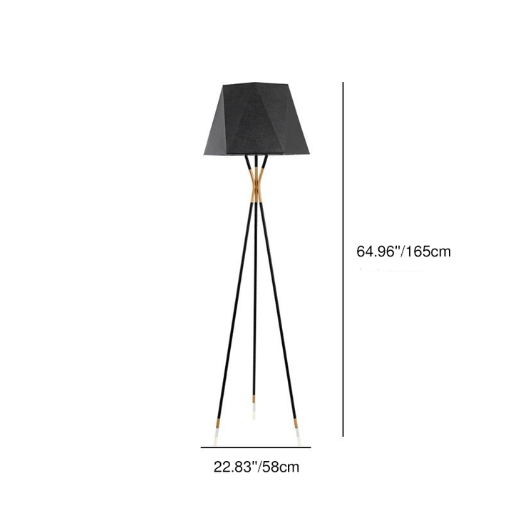 Moderne minimalistische geometrische Stehleuchte aus Eisen und Stoff mit 1 Licht für das Wohnzimmer 