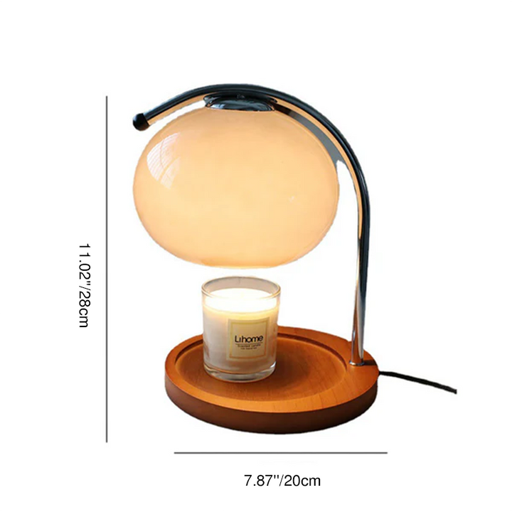 Contemporary Retro Glass Dome Solid Wood Metal Base 1-Light Melting Wax Table Lamp