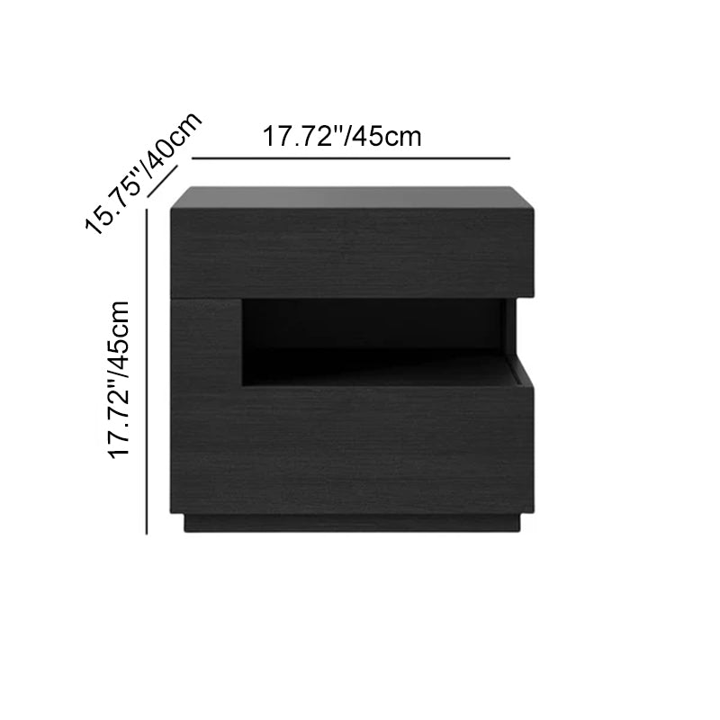 Mesita de noche moderna minimalista cuadrada/rectangular de tablero de partículas de 2 niveles para dormitorio 