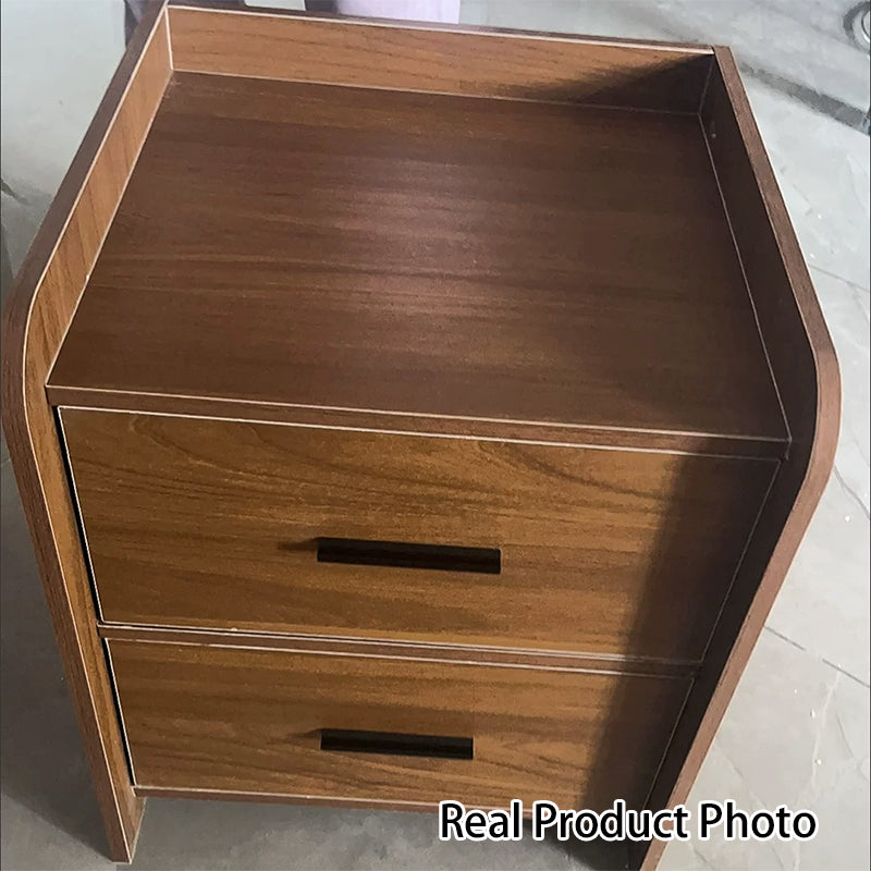 Traditional Chinese Rectangular Tabletop Density Board Nightstand 1/2-Drawer For Bedroom
