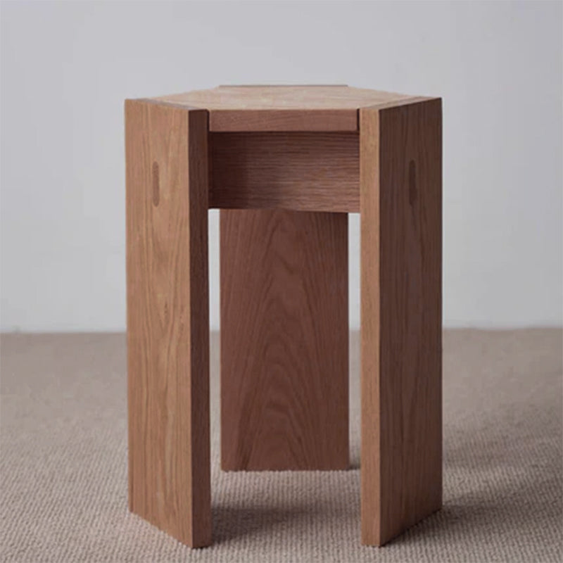Simplicité Moderne Tabouret Bas Hexagonal en Bois Massif en Forme de Nid d&