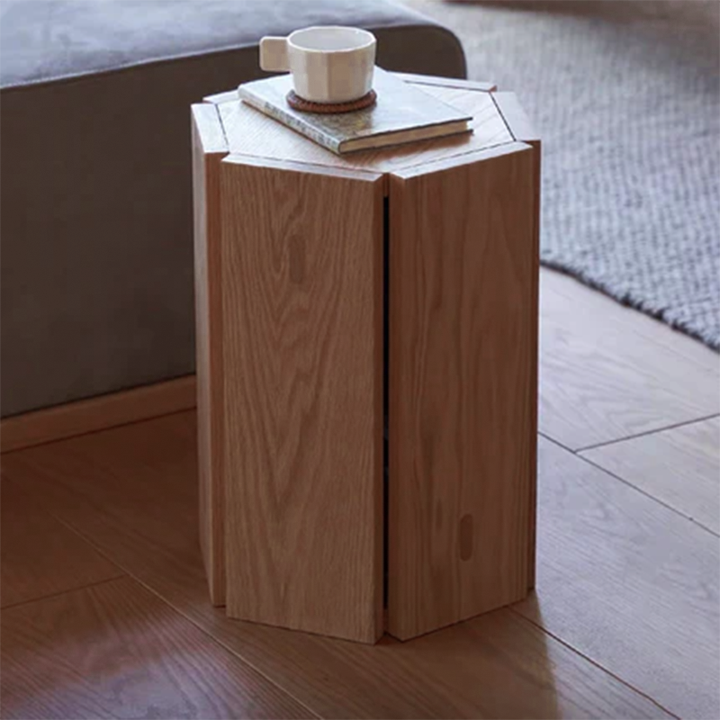 Simplicité Moderne Tabouret Bas Hexagonal en Bois Massif en Forme de Nid d&