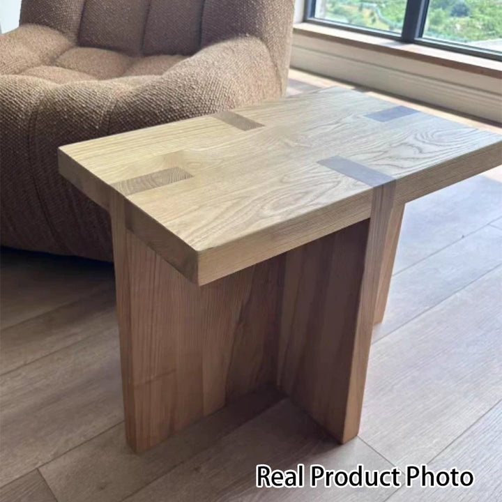 Traditional Japanese Square Table Top White Oak Side Table 3-Leg For Living Room