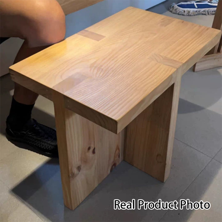 Traditional Japanese Square Table Top White Oak Side Table 3-Leg For Living Room