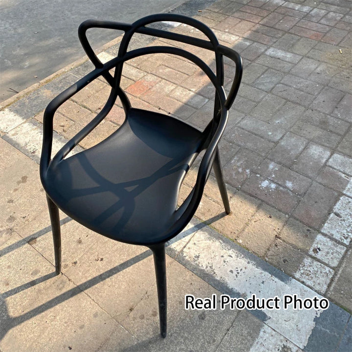 Contemporary Creative Curved Frame PC Plastic Dining Chair Backrest Armrest For Dining Room