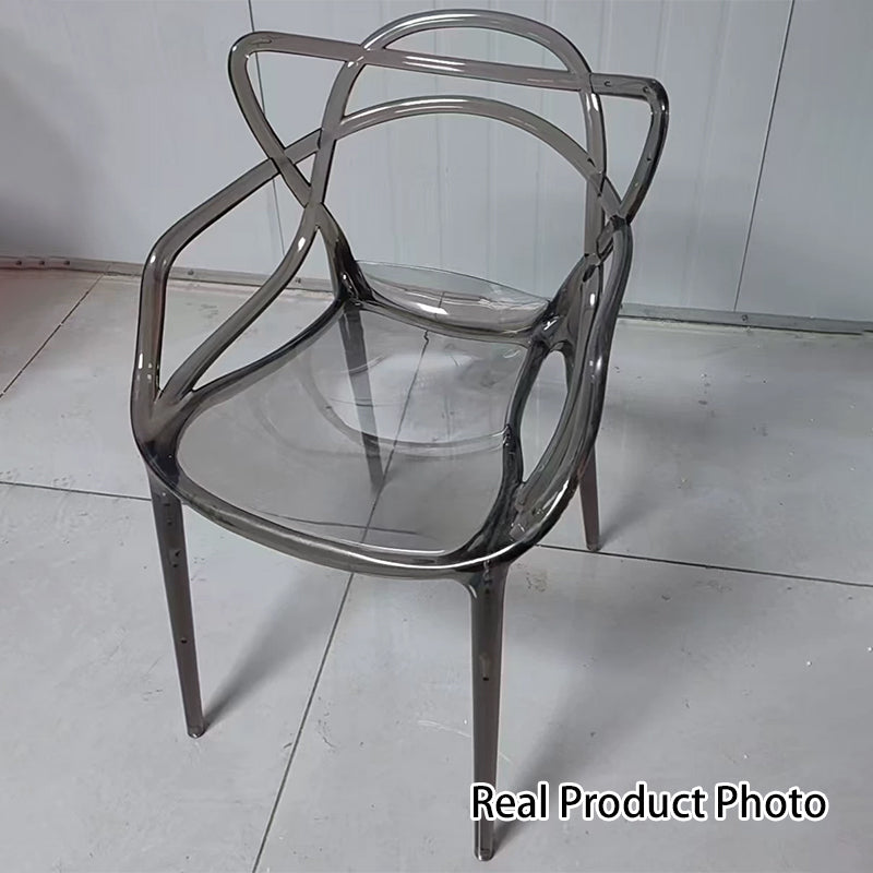 Contemporary Creative Curved Frame PC Plastic Dining Chair Backrest Armrest For Dining Room
