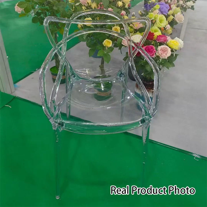 Contemporary Creative Curved Frame PC Plastic Dining Chair Backrest Armrest For Dining Room