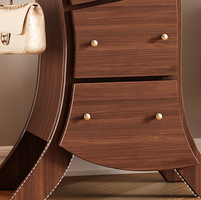 Contemporary Creative Curved Rubberwood End Table 5-Drawer For Living Room