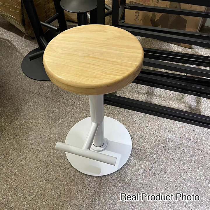 Modern Minimalist Round Pine Iron Bar Stool Backless Armless Footrest For Dining Room