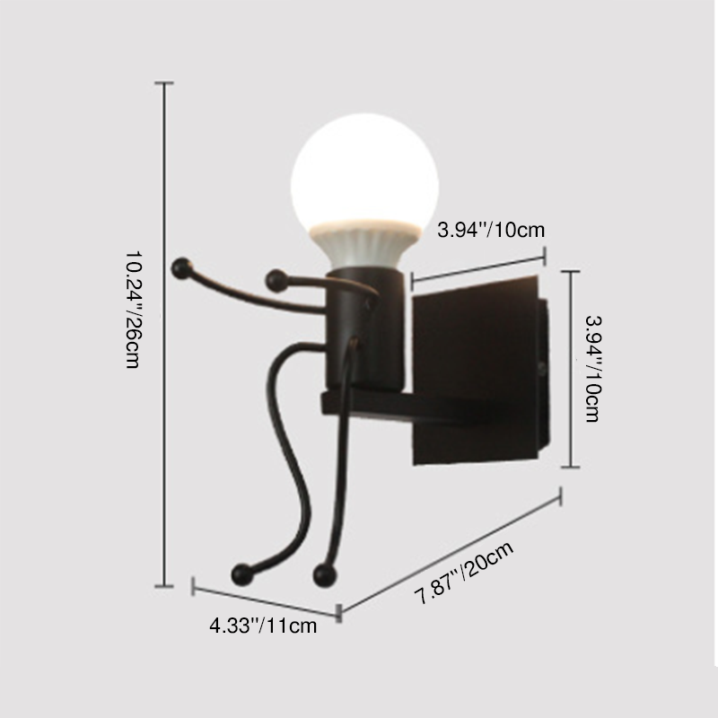 Aplique de pared contemporáneo de arte creativo Villain de hierro de 1 luz para dormitorio 