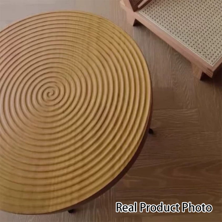 Traditional Japanese Round Tabletop Medium Density Fiberboard Iron Coffee Table 3/4-Leg For Living Room