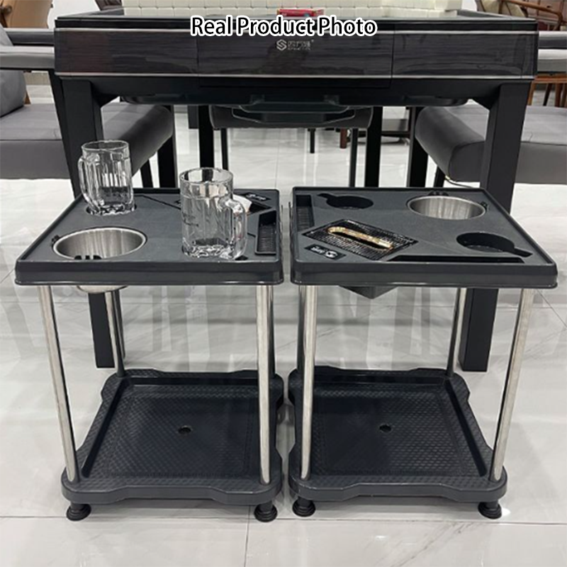 Table basse contemporaine carrée créative en plastique et acier inoxydable à 3 plateaux pour salon 