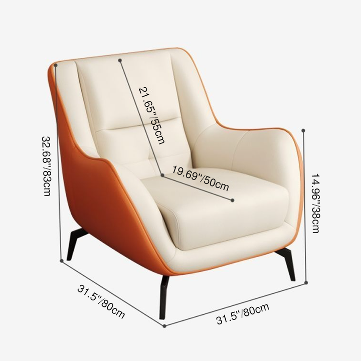 Fauteuil d'appoint contemporain scandinave en tissu carré avec dossier et accoudoirs pour salon 