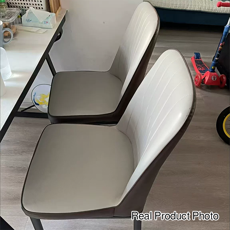 Moderner luxuriöser rechteckiger Esszimmerstuhl aus PVC, Karbonstahl und Kunstleder mit Rückenlehne fürs Esszimmer 