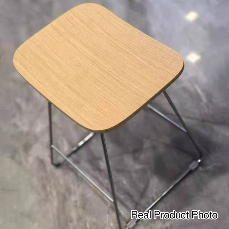 Tabouret de bar rectangulaire en bois et fer scandinave contemporain sans accoudoirs pour salle à manger et cuisine 
