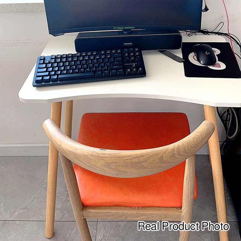 Moderner skandinavischer geschwungener rechteckiger Schreibtisch aus MDF und Massivholz, 1-stöckig, für das Homeoffice 