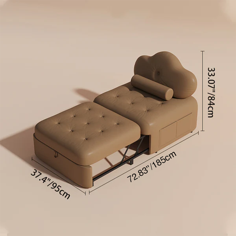 Modern Minimalist Faux Leather Latex Sponge Pine Pile Velvet Carbon Steel Retractable And Foldable Square Accent Chair Backrest For Living Room