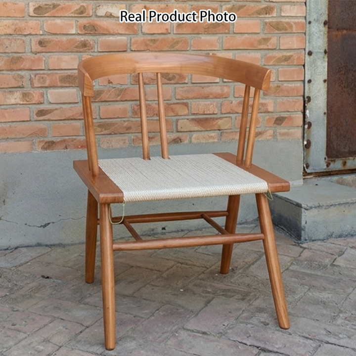 Traditional Chinese Square Rubberwood Kraft Pape Rope Dining Chair Backrest For Dining Room