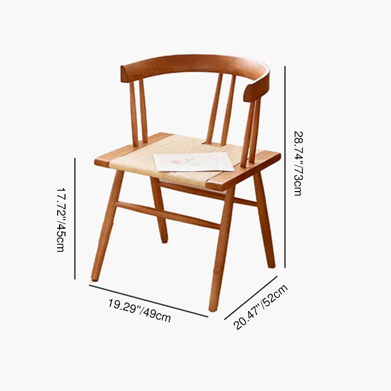 Traditional Chinese Square Rubberwood Kraft Pape Rope Dining Chair Backrest For Dining Room