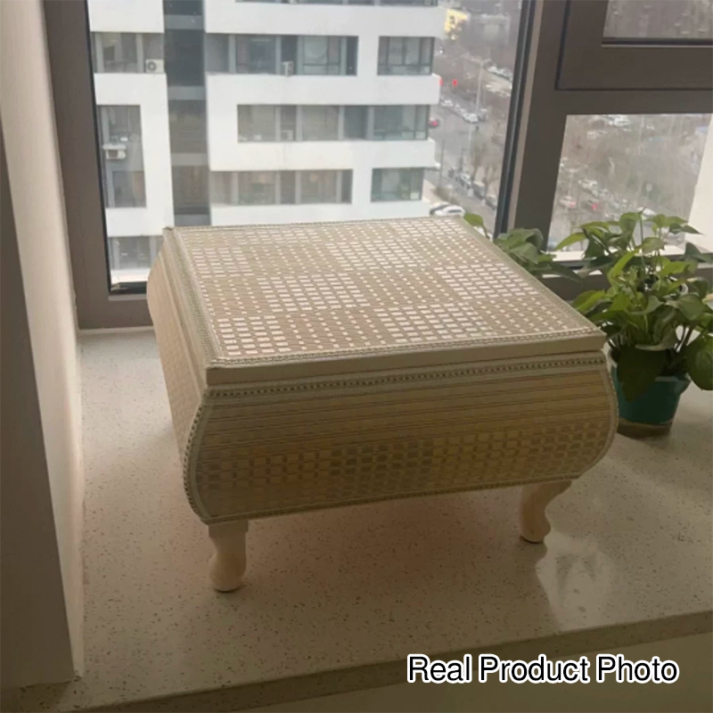 Traditional Japanese Square Bamboo MDF Poplar Wood Coffee Table 1-Storage For Living Room