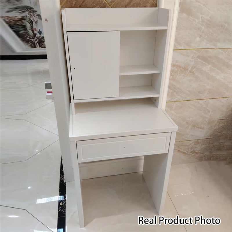 Traditional Chinese Rectangular Plywood Hardware Rubberwood Makeup Vanity 1-Drawer For Bedroom