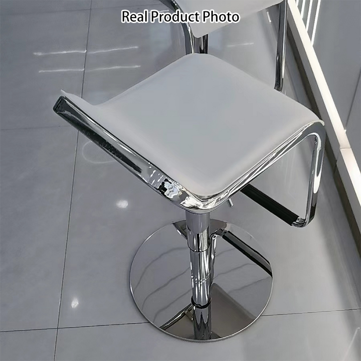 Zeitgenössischer nordischer quadratischer PU-Leder-Metall höhenverstellbarer drehbarer Barhocker mit Fußstütze für das Esszimmer 