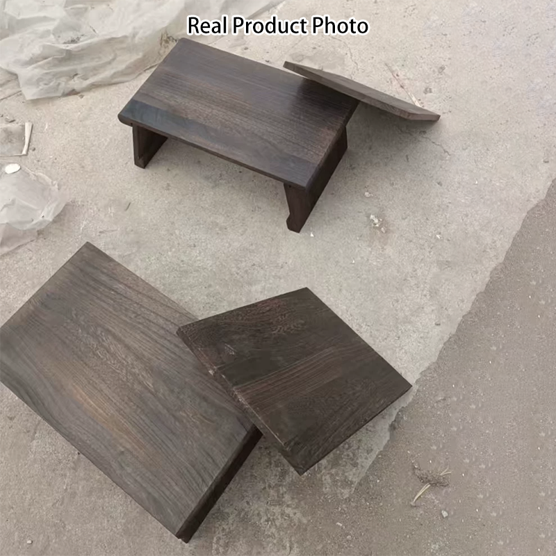 Traditioneller japanischer rechteckiger Couchtisch aus massivem Holz mit 1 Regal für das Wohnzimmer 